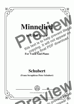 page one of Schubert-Minnelied,in G flat Major,for Voice&Piano