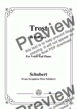 page one of Schubert-Trost,in D Major,for Voice&Piano