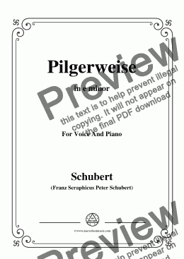 page one of Schubert-Pilgerweise,in e minor,for Voice&Piano 