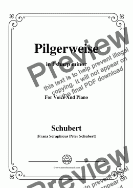 page one of Schubert-Pilgerweise,in f sharp minor,for Voice&Piano