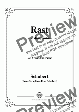 page one of Schubert-Rast,from 'Winterreise',Op.89(D.911) No.10,in c sharp minor,for Voice&Piano