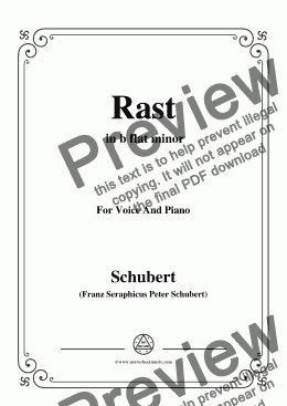 page one of Schubert-Rast,from 'Winterreise',Op.89(D.911) No.10,in b flat minor,for Voice&Piano