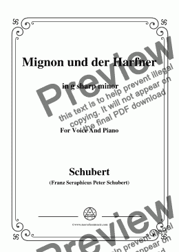 page one of Schubert-Mignon und der Harfner (duet),in g sharp minor,for Voice&Piano