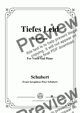 page one of Schubert-Tiefes Leid,in g minor,for Voice&Piano