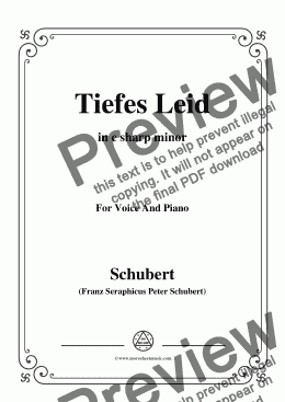 page one of Schubert-Tiefes Leid,in c sharp minor,for Voice&Piano