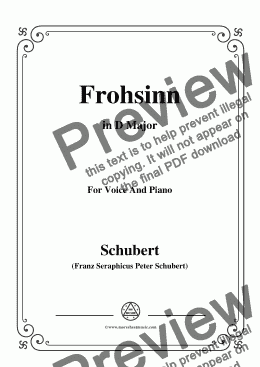 page one of Schubert-Frohsinn(Cheerfulness),D.520,in D Major,for Voice&Piano