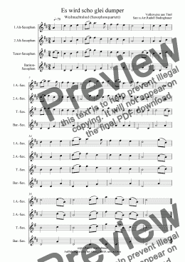 page one of Es wird scho glei dumper,  Saxophonquartett