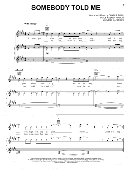 page one of Somebody Told Me (Piano, Vocal & Guitar Chords (Right-Hand Melody))