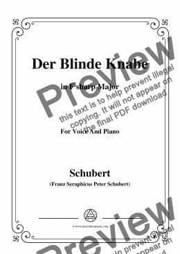 page one of Schubert-Der Blinde Knabe,Op.101,in F sharp Major,for Voice&Piano