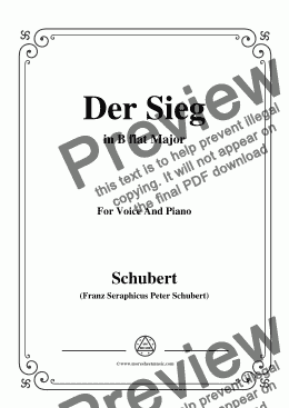 page one of Schubert-Der Sieg,in B flat Major,for Voice&Piano