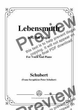 page one of Schubert-Lebensmuth,in G flat Major,for Voice&Piano