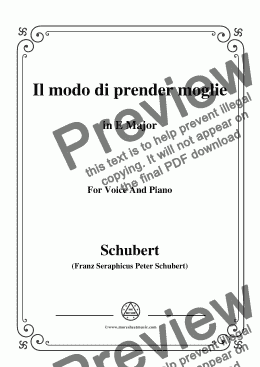 page one of Schubert-Il modo di prender moglie,Op.83 No.3,in E Major,for Voice&Piano