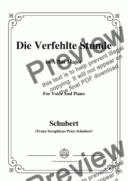 page one of Schubert-Die Verfehlte Stunde,in A flat Major,for Voice&Piano