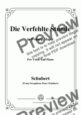 page one of Schubert-Die Verfehlte Stunde,in F sharp Major,for Voice&Piano