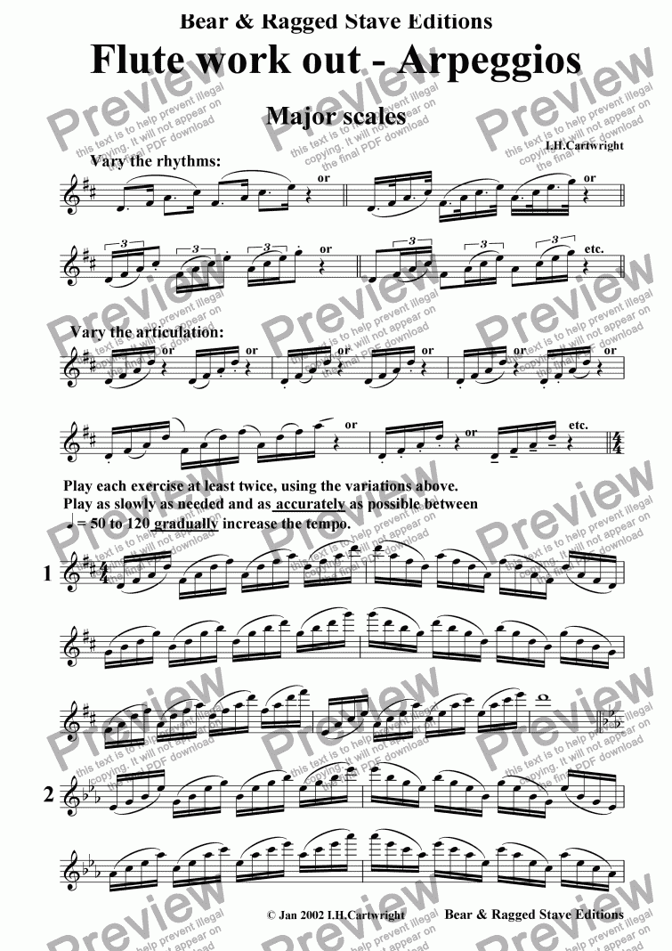 Flute workout - Arpeggios - Download Sheet Music PDF file