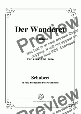 page one of Schubert-Der Wanderer(The Wanderer),Op.4 No.1,in c minor,for Voice&Piano