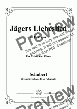 page one of Schubert-Jägers Liebeslied,Op.96 No.2,in D Major,for Voice&Piano