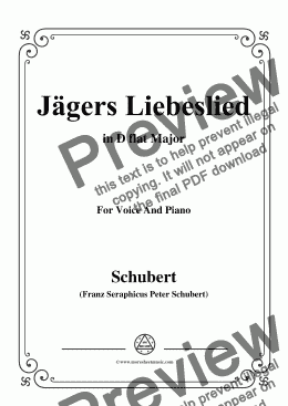 page one of Schubert-Jägers Liebeslied,Op.96 No.2,in D flat Major,for Voice&Piano