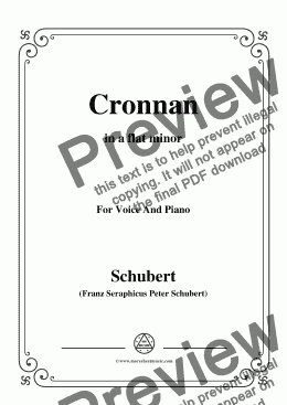 page one of Schubert-Cronnan,in a flat minor,for Voice&Piano