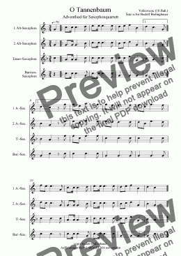 page one of O Tannenbaum   Saxophonquartett