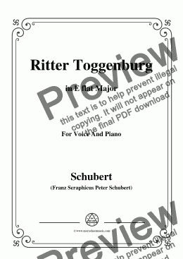 page one of Schubert-Ritter Toggenburg,in E flat Major,for Voice&Piano