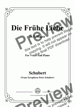 page one of Schubert-Die Frühe Liebe,in E Major,for Voice&Piano