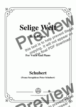 page one of Schubert-Selige Welt(Blessed World),Op.23 No.2,in A Major,for Voice&Piano