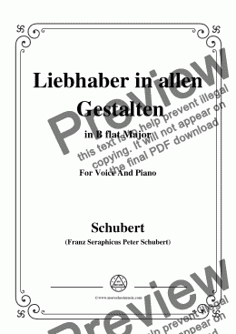 page one of Schubert-Liebhaber in allen Gestalten,in B flat Major,for Voice&Piano