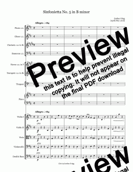 page one of Sinfonietta No 5 in B minor - Score and parts