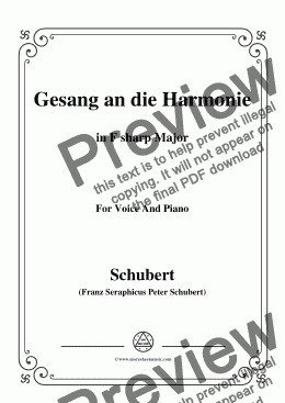 page one of Schubert-An die Harmonie(Gesang an die Harmonie),D.394,in F sharp Major,for Voice&Piano