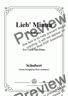 page one of Schubert-Lieb Minna(Darling Minna),D.222,in d minor,for Voice&Piano