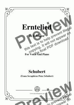 page one of Schubert-Erntelied,in E Major,for Voice&Piano