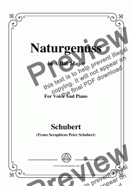 page one of Schubert-Naturgenuss,in A flat Major,for Voice&Piano