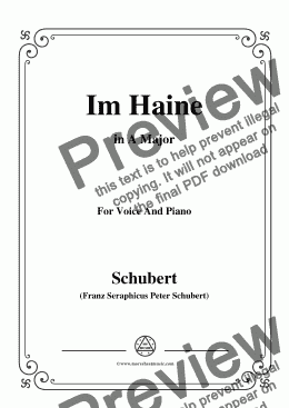 page one of Schubert-Im Haine,Op.56 No.3,in A Major,for Voice&Piano