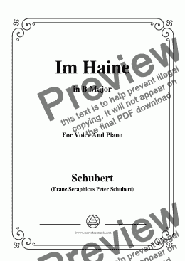 page one of Schubert-Im Haine,Op.56 No.3,in B Major,for Voice&Piano