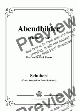 page one of Schubert-Abendbilder(Nocturne),D.650,in b flat minor,for Voice&Piano