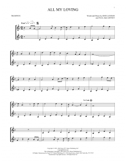 page one of All My Loving (Trumpet Duet)