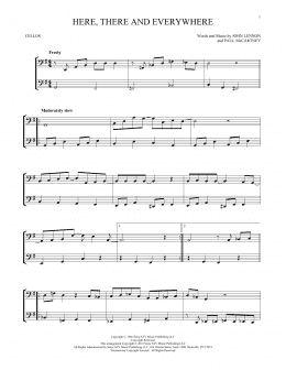 page one of Here, There And Everywhere (Cello Duet)