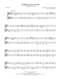 page one of Norwegian Wood (This Bird Has Flown) (Trumpet Duet)