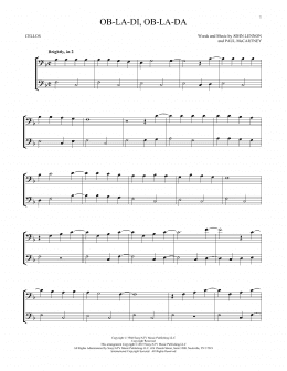 page one of Ob-La-Di, Ob-La-Da (Cello Duet)