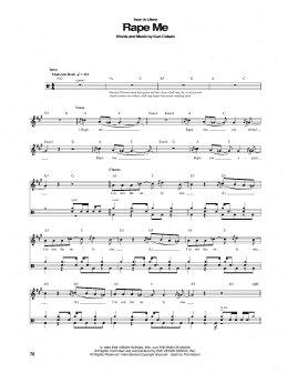 page one of Rape Me (Drums Transcription)