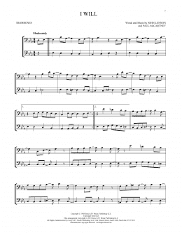 page one of I Will (Trombone Duet)