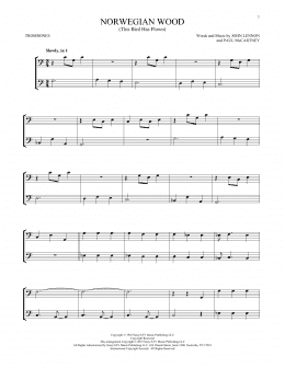 page one of Norwegian Wood (This Bird Has Flown) (Trombone Duet)