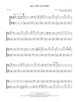 page one of All My Loving (Cello Duet)