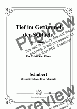 page one of Schubert-Tief im Getümmel der Schlacht,in d minor,for Voice&Piano