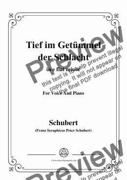 page one of Schubert-Tief im Getümmel der Schlacht,in e flat minor,for Voice&Piano