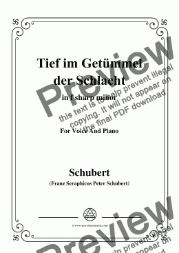 page one of Schubert-Tief im Getümmel der Schlacht,in f sharp minor,for Voice&Piano