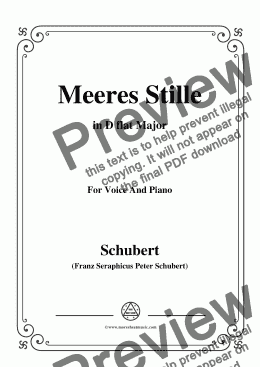 page one of Schubert-Meeres Stille,Op.3 No.2,in D flat Major,for Voice&Piano