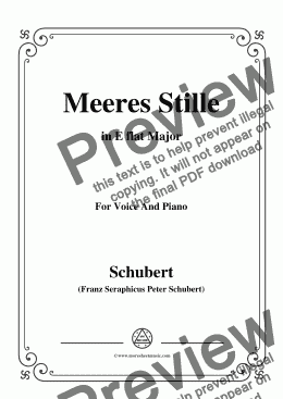 page one of Schubert-Meeres Stille,Op.3 No.2,in E flat Major,for Voice&Piano