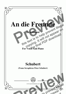 page one of Schubert-An die Freunde(To My Friends),D.654,in a minor,for Voice&Piano